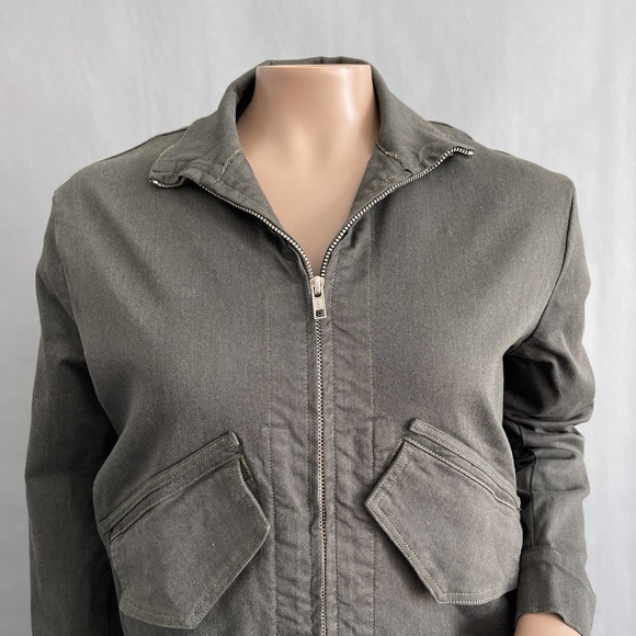 Mcguire Denim x Revolve Jacket Women S 'Paradiso' Twill Moto Stretch Gray Crop - Picture 2 of 9